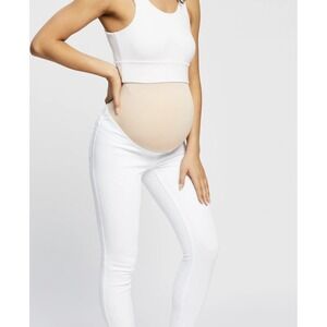 Spanx Leggings Womens XL White Mama Ankle Jean-ish Maternity Stretch Twill